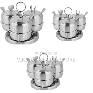 3 Piece Stainless Steel Spice Sugar Bowl Canister Set-Silver