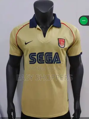 Arsenal 2001 2002 Away Jersey Gold Sega Retro Vintage