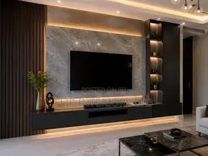 Modern Stone Tv Wall Unit Design