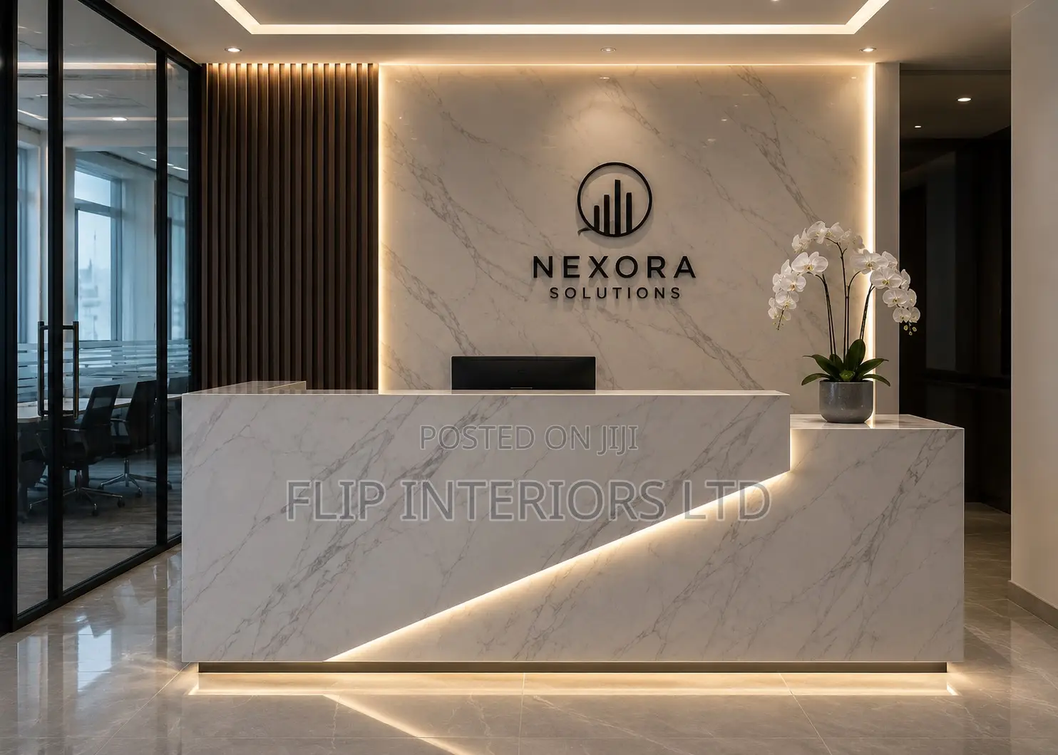 Modern Marble Reception Design