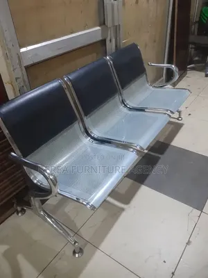 Metallic Waiting Chair With Back Leather Cushions