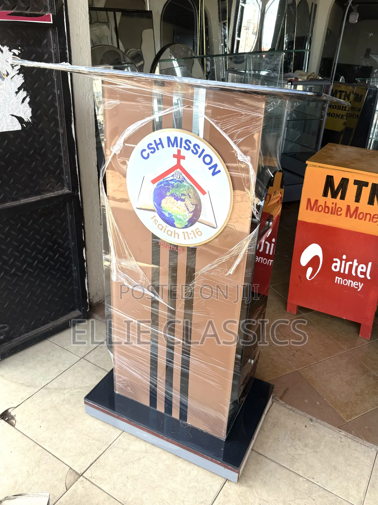 Brown Face Glass Podium