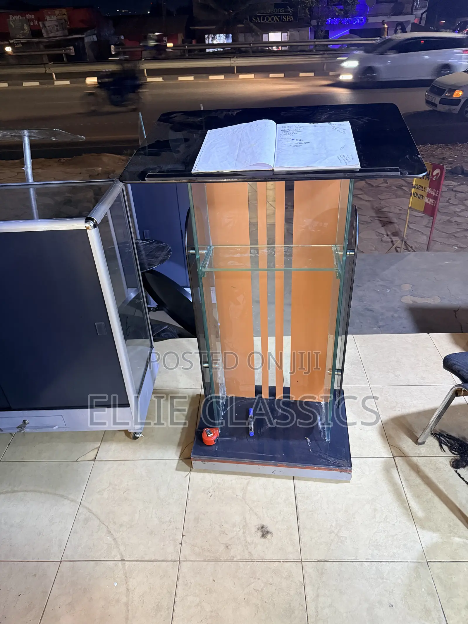Brown Face Glass Podium