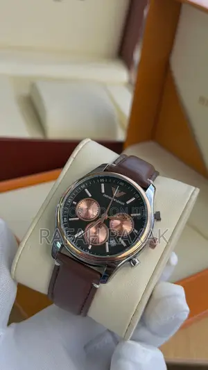 Brown Leather Strap Emporio Armani Watch