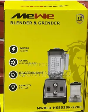 Mewe 2200w 2 in 1 Commercial Blender With Grinder
