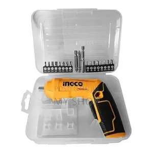 Ingco Cordless Screwdriver, 4v, Adjustable Handle, 19 Screwdriver Bits