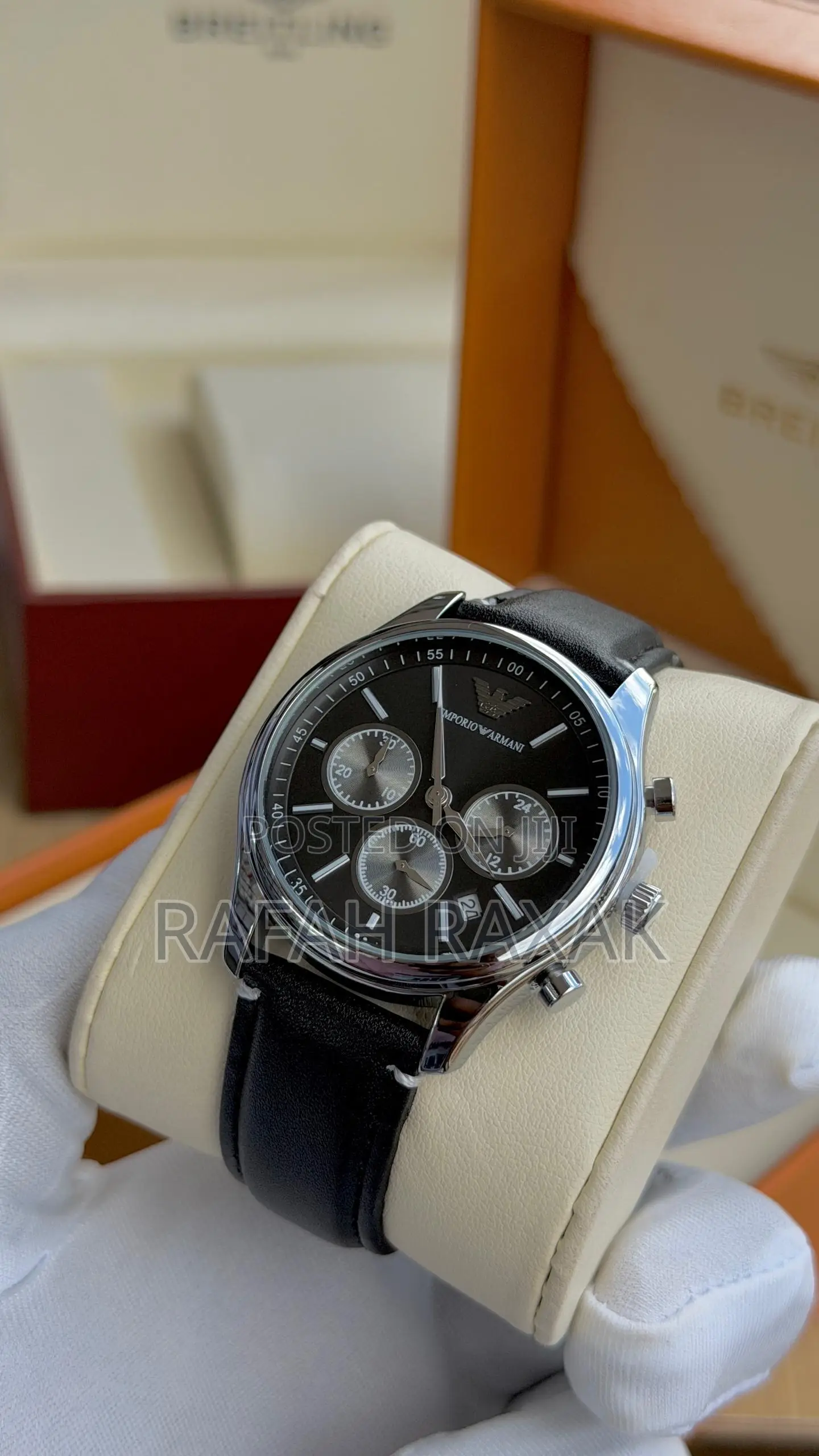 Black Leather Strap of “Precious Duke Watch “