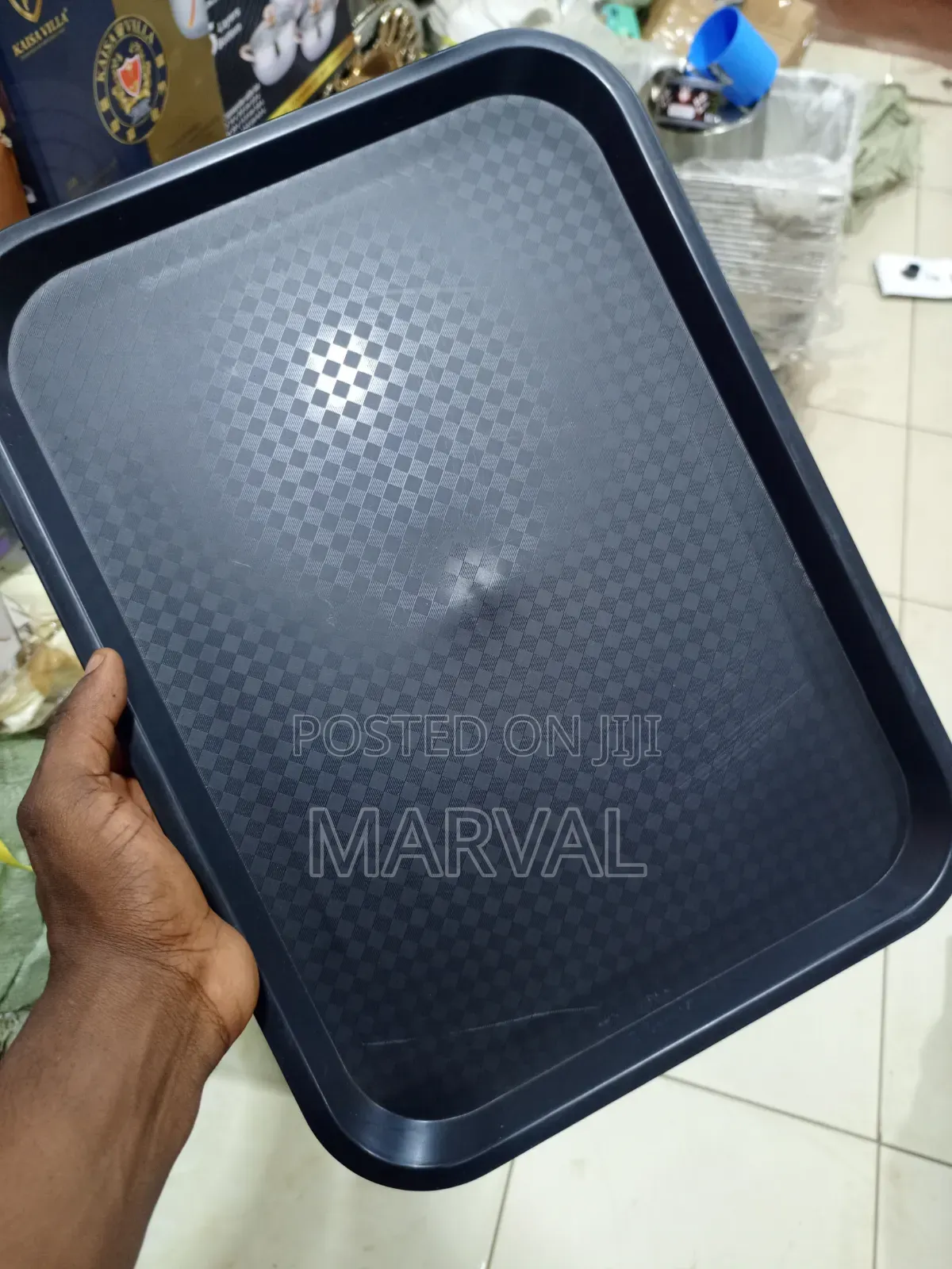 Black Olympia Kristallon Polypropylene Fast Food Tray