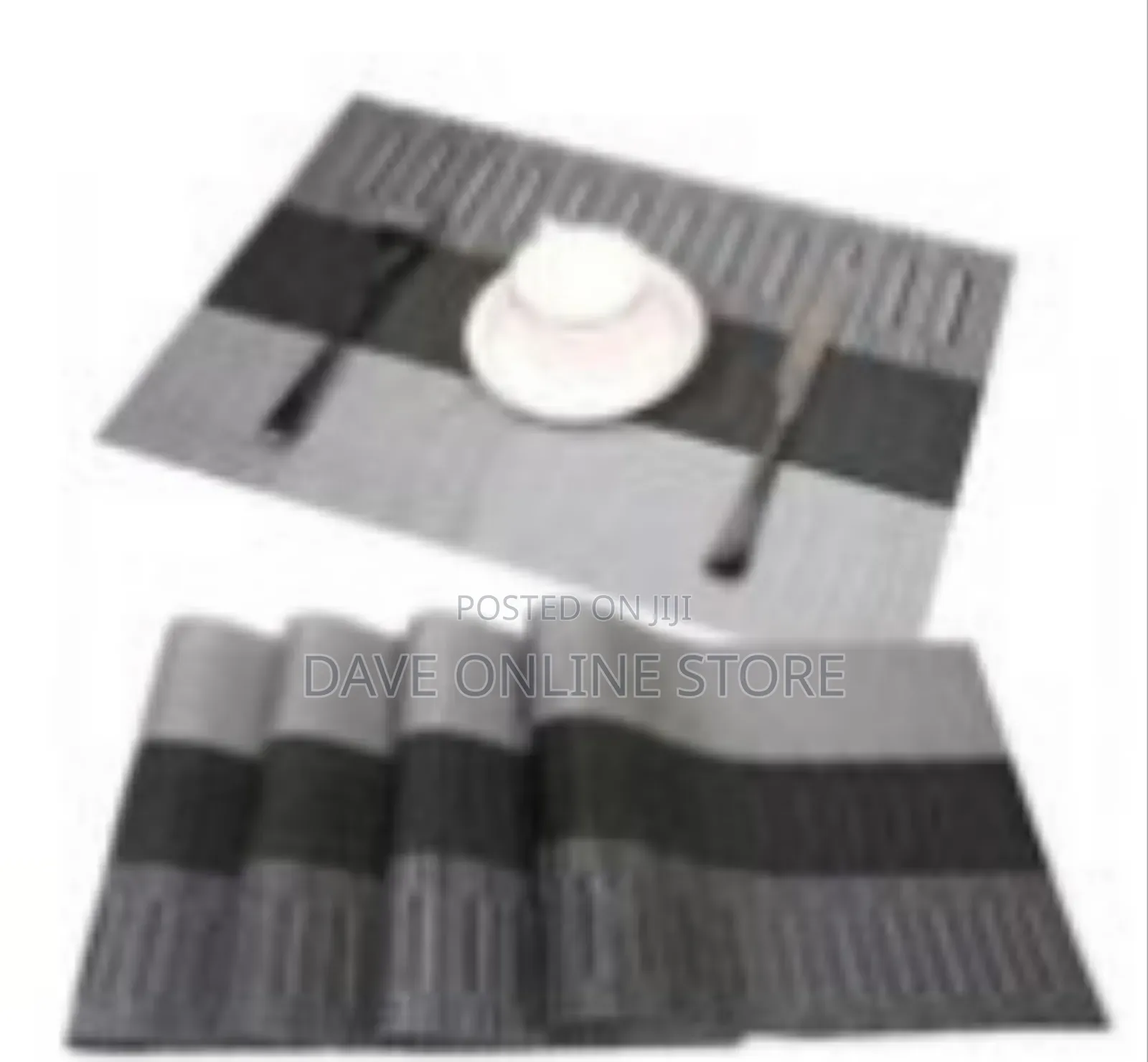 6 PCS Table Place Mats - Black, Grey