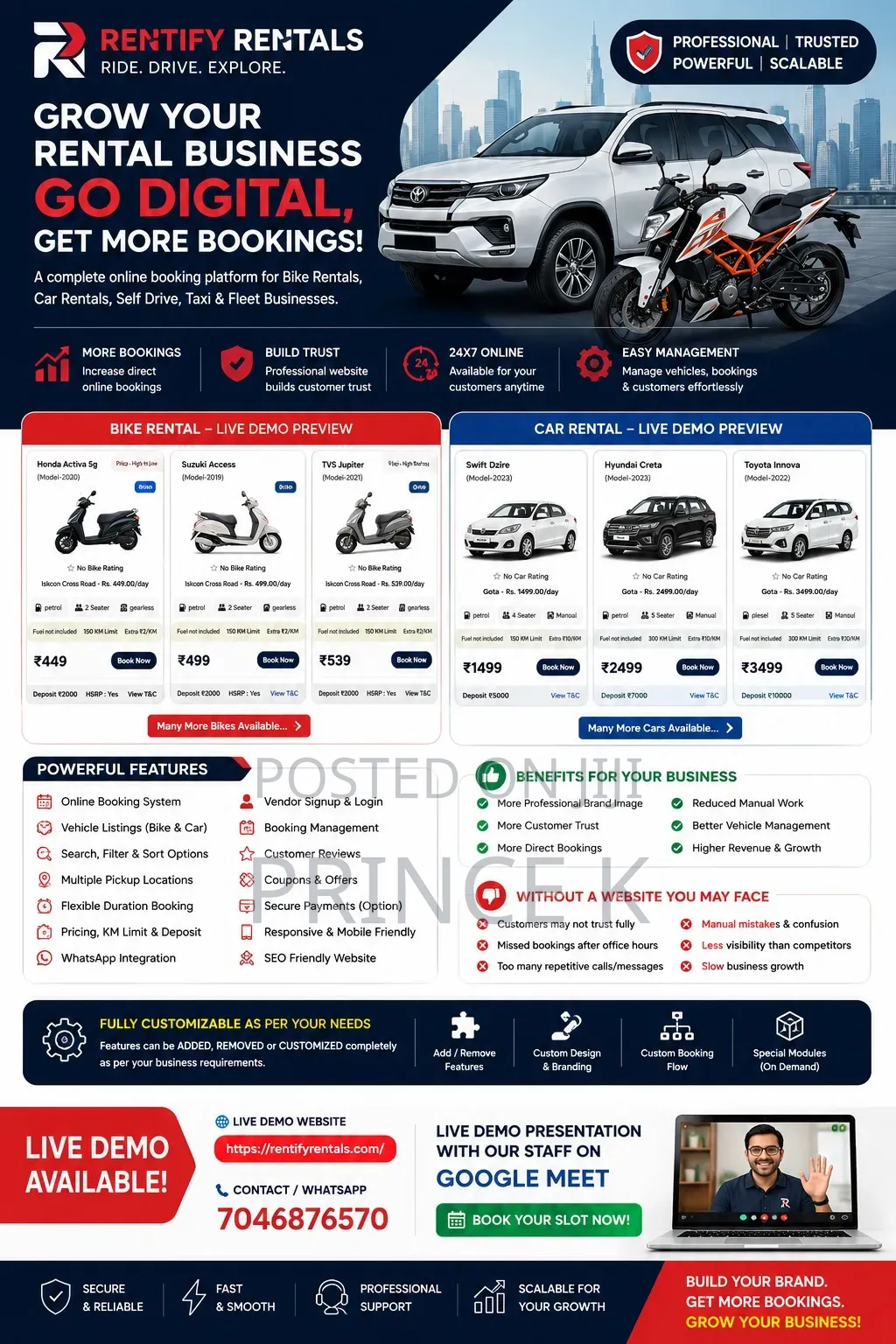 Professional Website Solution for Car Bike Rental Businesses