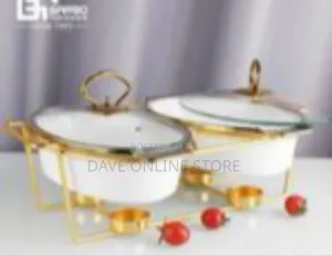 Garbo Tableware Double Ceramic Chafing Dish Buffet Warmer Set