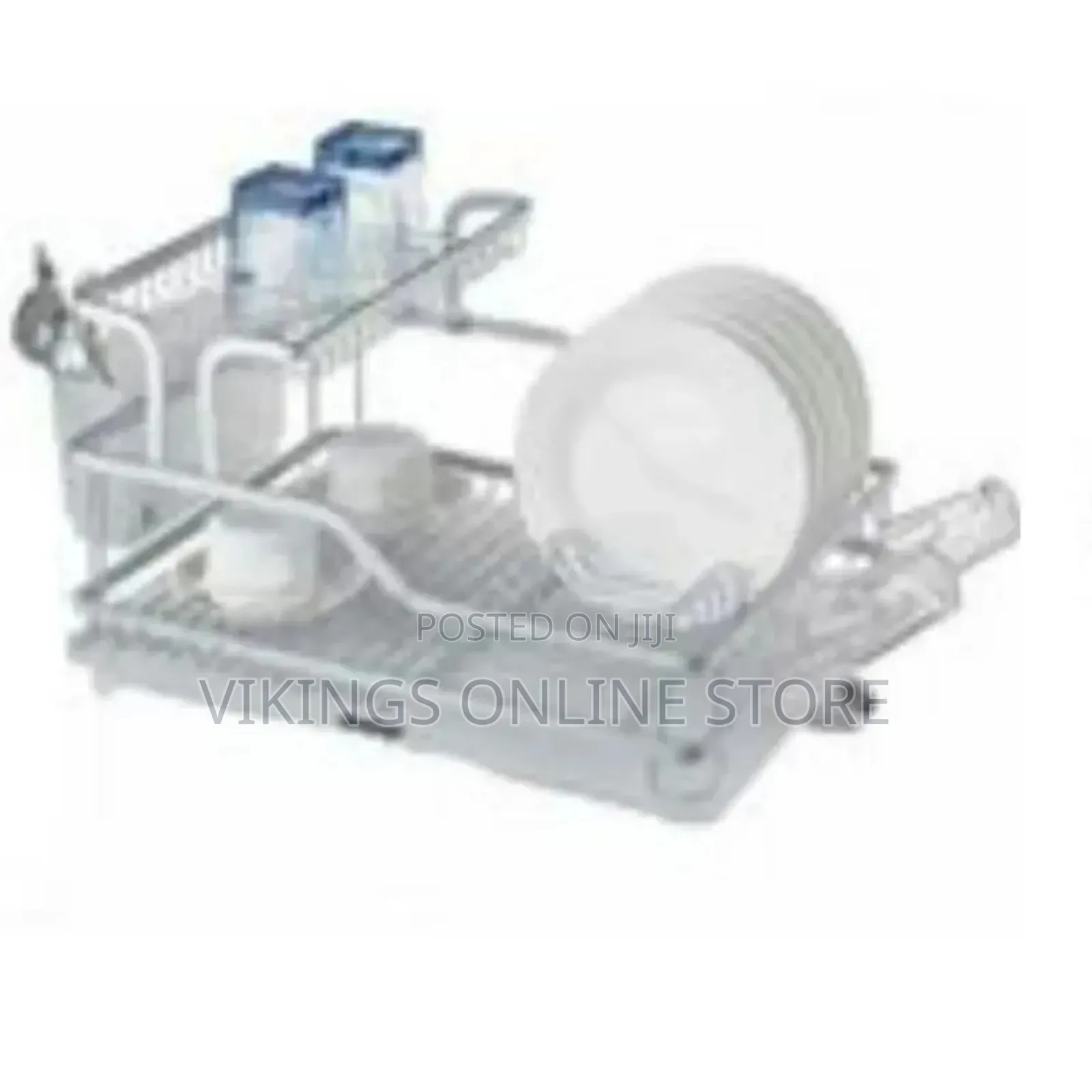 2 Tier Steel Plate Dish Drying Draining Rack Storage Organizer, Silver