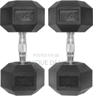 1pair 25kg Rubber Hex Dumbells