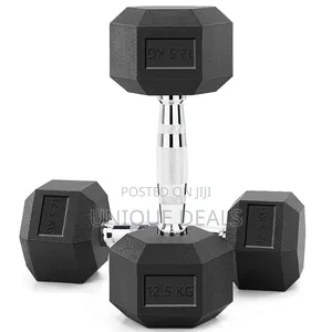 12.5kg Pair Hex Dumbbell Rubber Coated Cast Iron Hexagonal Dumbbells