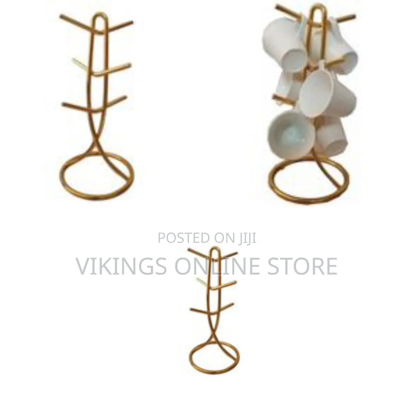 6 Cup Stand Holder Storage Organizer Rack, Gold