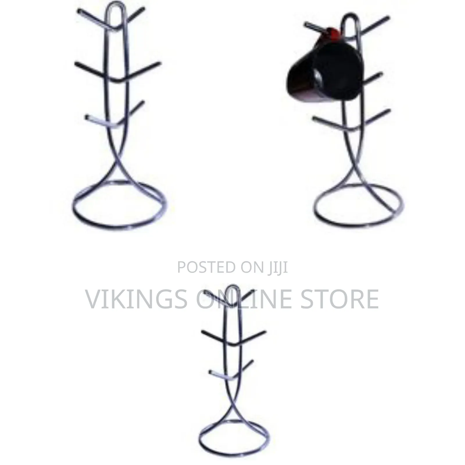 6 Cup Holder Stand Storage Organizer, Silver