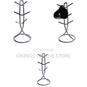 6 Cup Holder Stand Storage Organizer, Silver