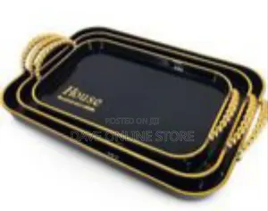 Elegant Set of 3 Rectangular Ceramic Serving Trays