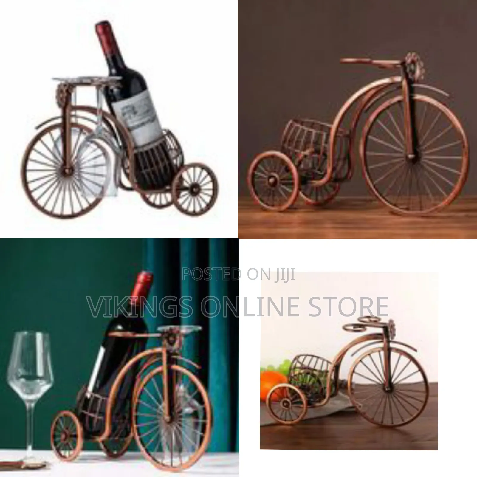 Vintage Metal Bicycle Wine Rack Holder Stand Free Standing Small