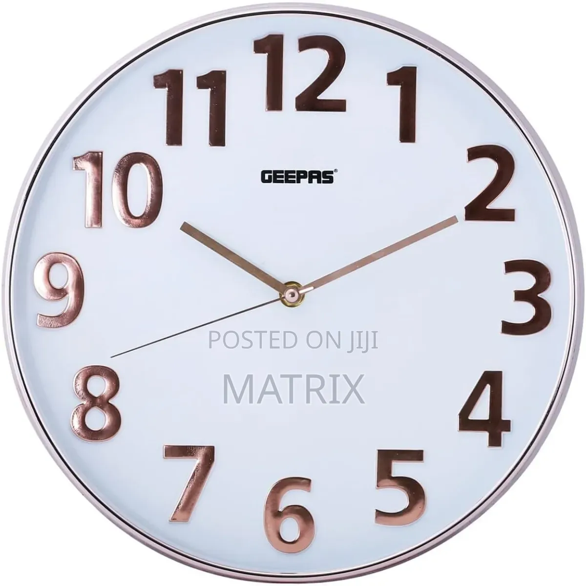 Geepas Gwc26013 Silent Non-Ticking Round Wall Clock With 3d Numbers