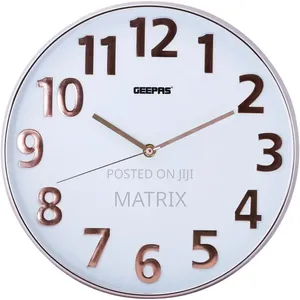 Geepas Gwc26013 Silent Non-Ticking Round Wall Clock With 3d Numbers