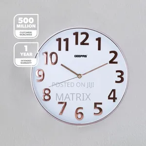 Geepas Gwc26013 Silent Non-Ticking Round Wall Clock With 3d Numbers