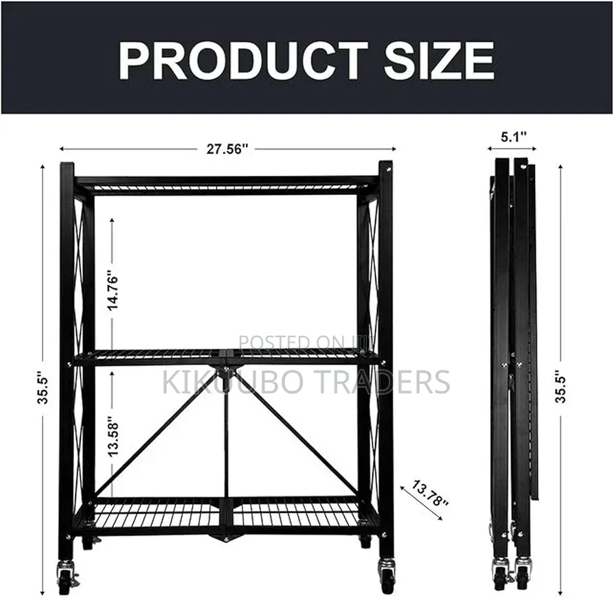 3 Tier Folding Storage Organizer Rack