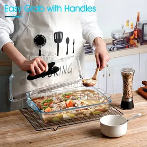 3pcs Glass Casserole Dish With Glass Lid