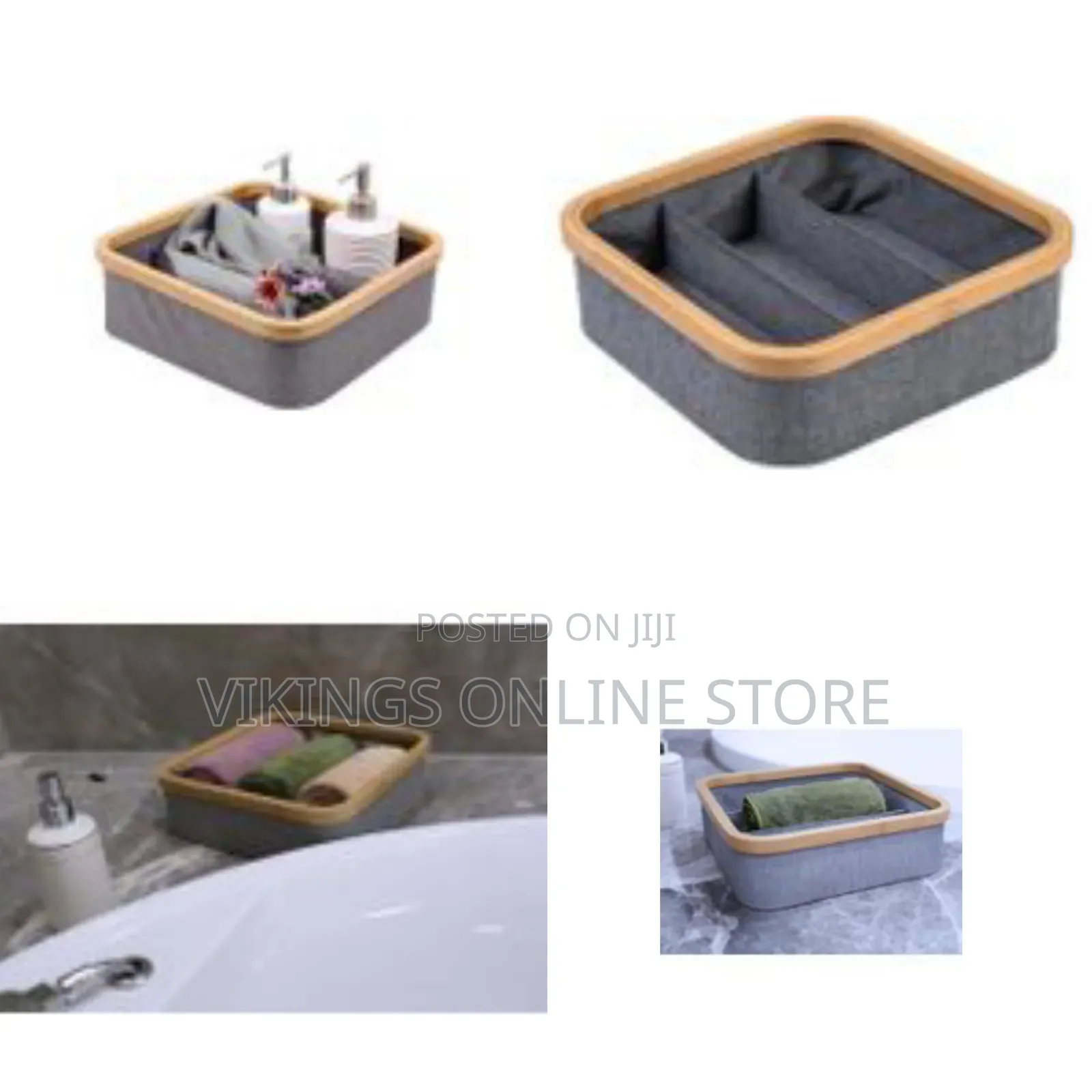 Bamboo Rim Canvas Fabric Storage Box Wardrobe Organiser Drawer Divider