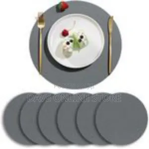 Modern Circular Faux-Leather Placemat Set (6 Pack)