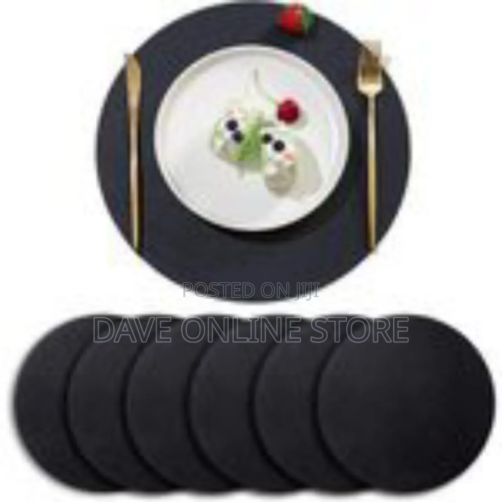 Modern Circular Faux-Leather Placemat Set (6 Pack)