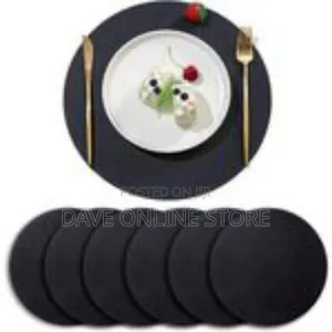 Modern Circular Faux-Leather Placemat Set (6 Pack)