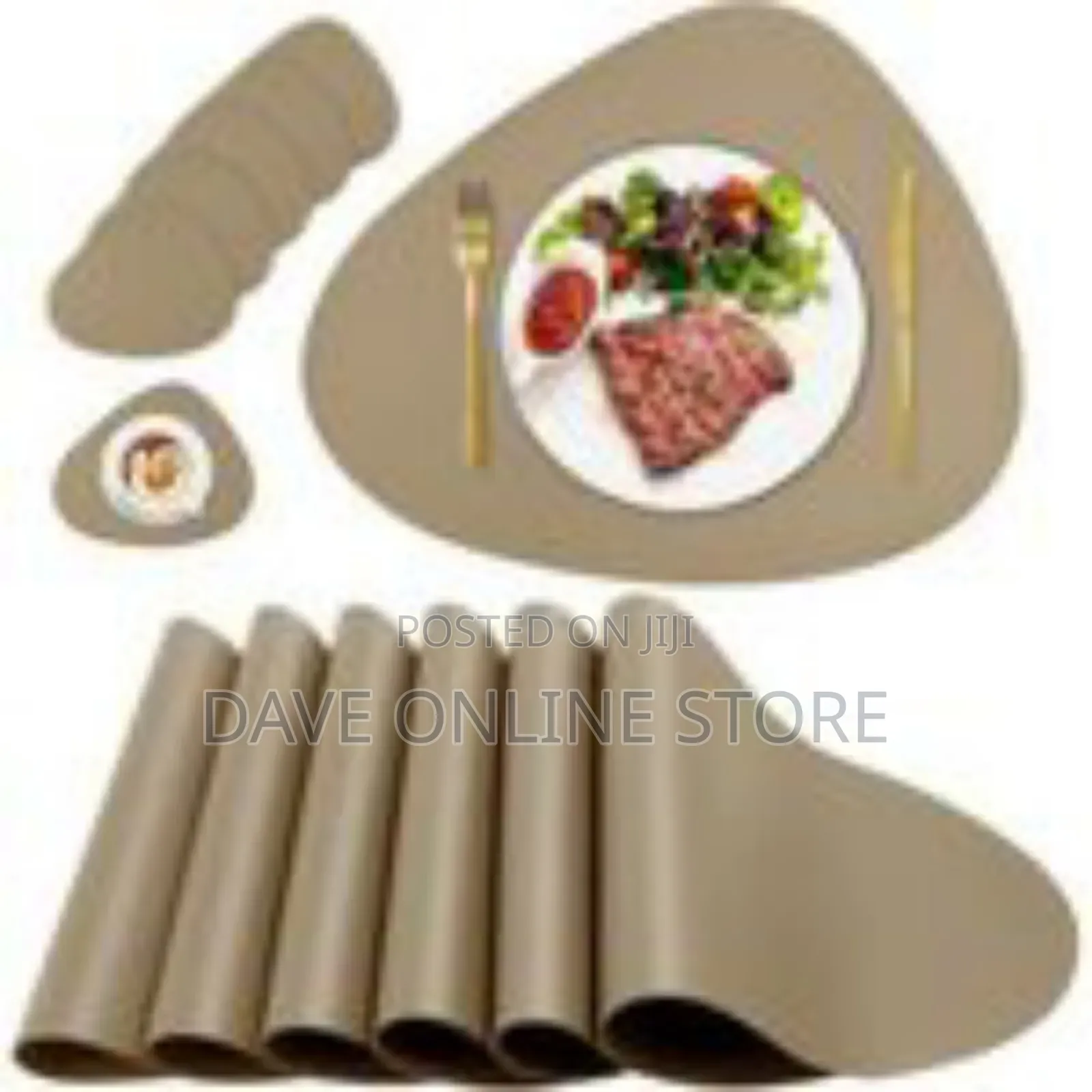 Modern Asymmetrical Faux Leather Placemat and Coaster Set (6-Pack)
