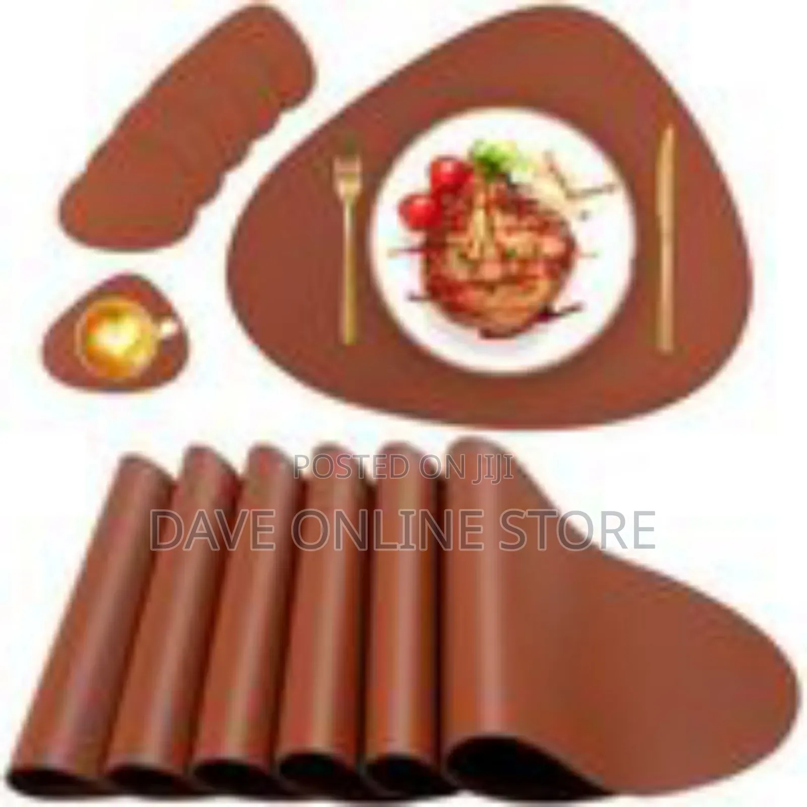 Modern Asymmetrical Faux Leather Placemat and Coaster Set (6-Pack)