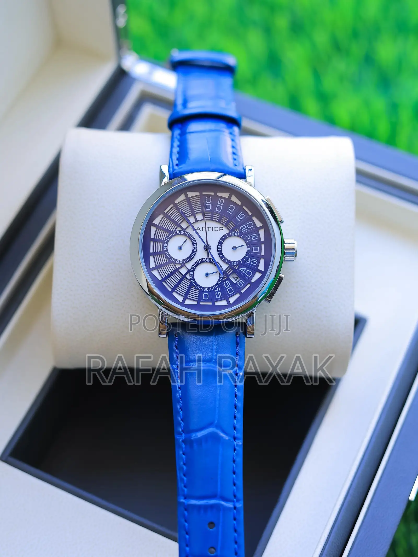 Blue Leather Strap Version of Cartier Watch