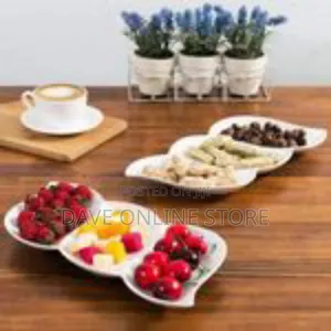 Sophisticated Three-Compartment Ceramic Serving Platter