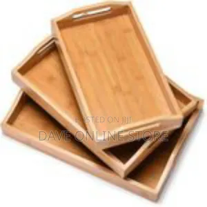 Set of 3 Premium Bamboo Nesting Serving Trays