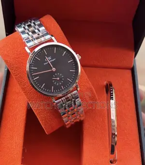 Metallic Stainless Steel and Leather Dw Watches
