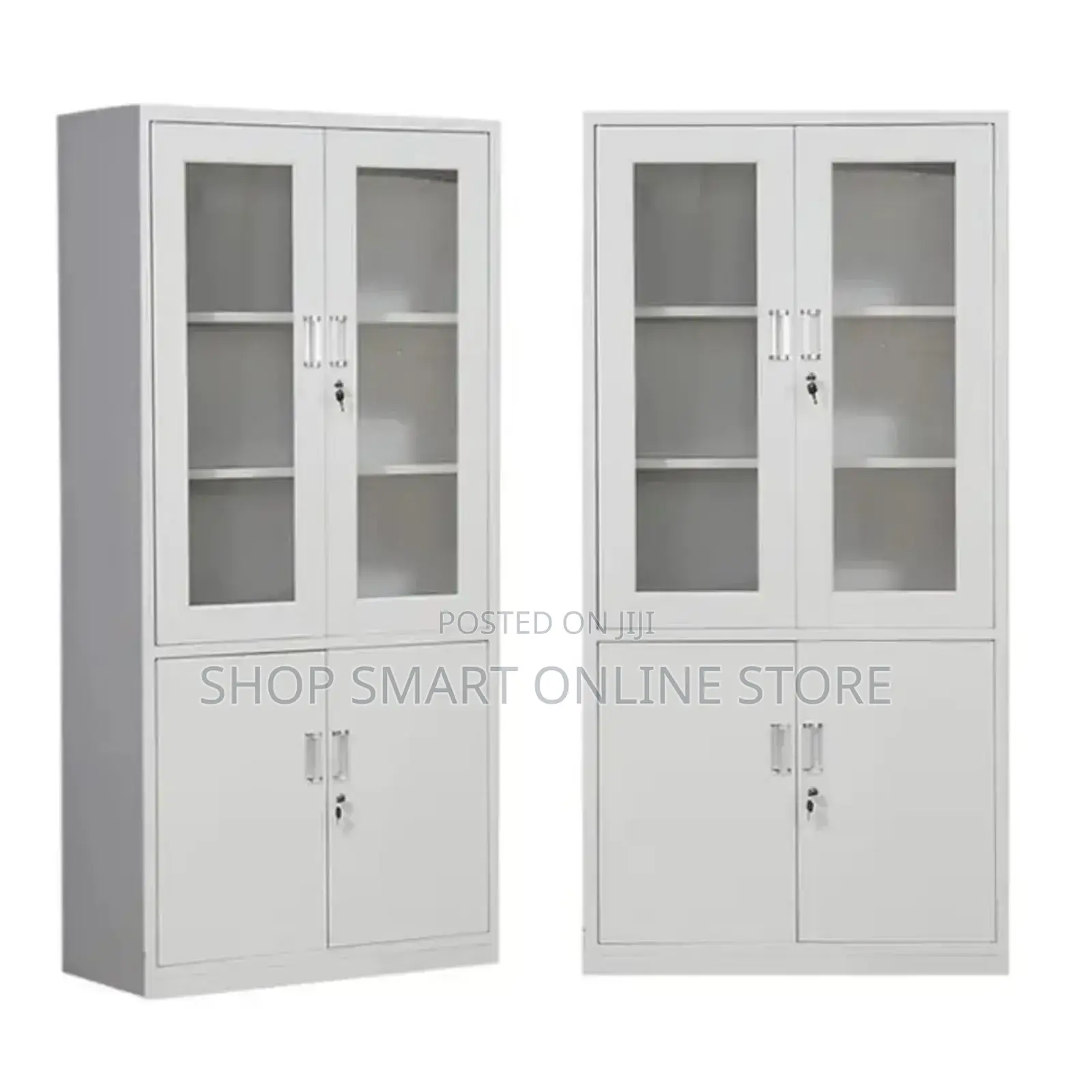 Combo Set 2pcs Office File Cabinets Half Glass Office File Cabinet
