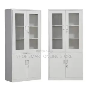 Combo Set 2pcs Office File Cabinets Half Glass Office File Cabinet
