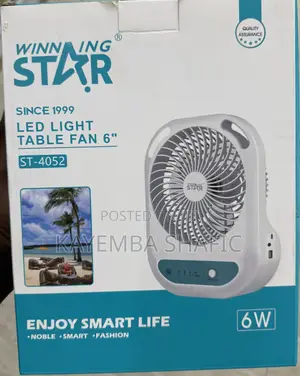 Winning Star 6" Rechargeable Table Fan With Led Light (St-4052)
