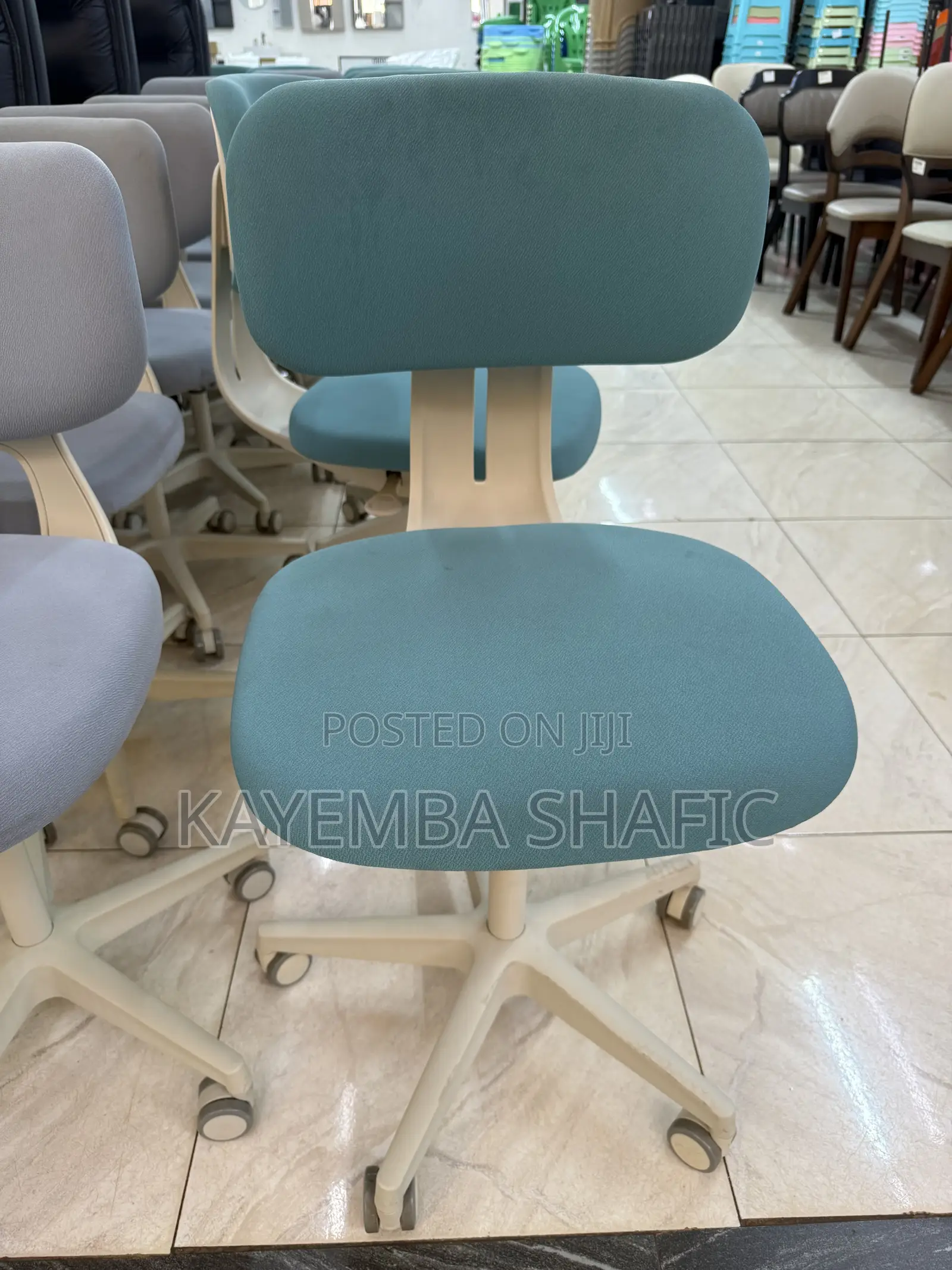 Ergonomic Swivel Study Chair - Adjustable Height (Teal)