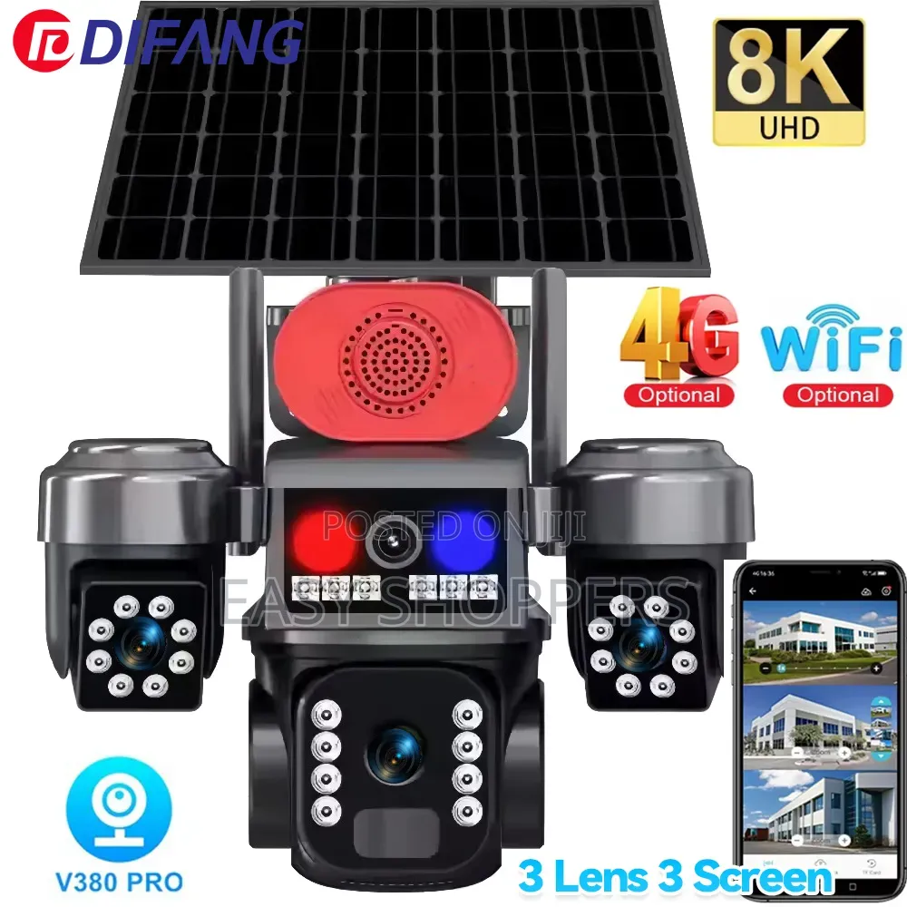 Tripple Lens Solar Powered Camera PTZ 360 Security Surveillance Camera