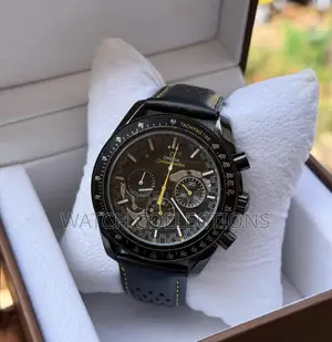 Black Speedmaster Leather Omega Watch