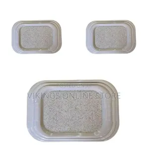 3 Pieces of Large Snack Food Meals Breakfast Serving Trays Rectangular