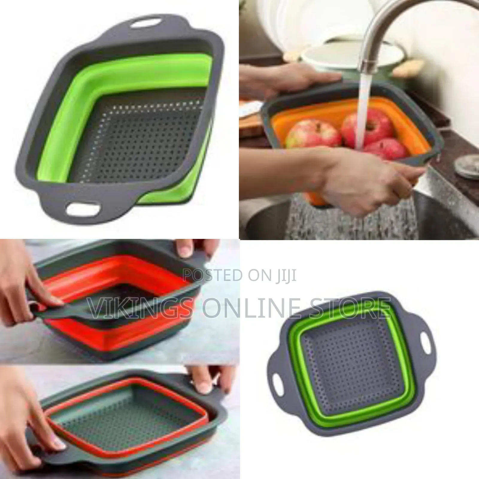 Square Silicone Plastic Folding Rice Strainer for Kitchen Collapsible