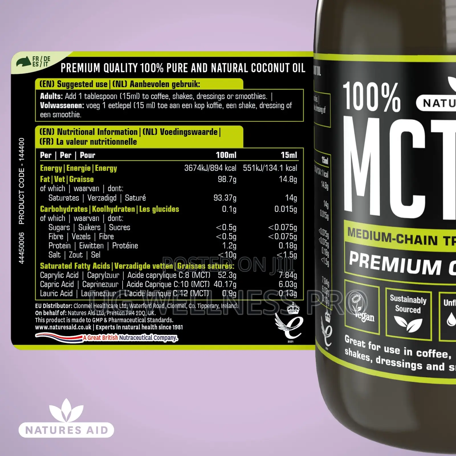 Natures Aid 100% Pure MCT Oil (500ml)