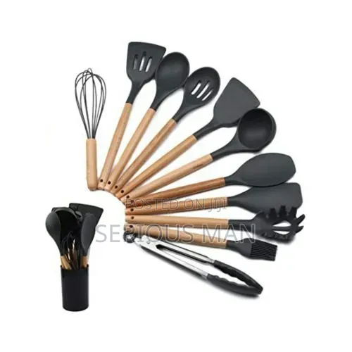 12 Piece Kitchen Tool Cooking Utensils/ Serving Spoons Set,Black