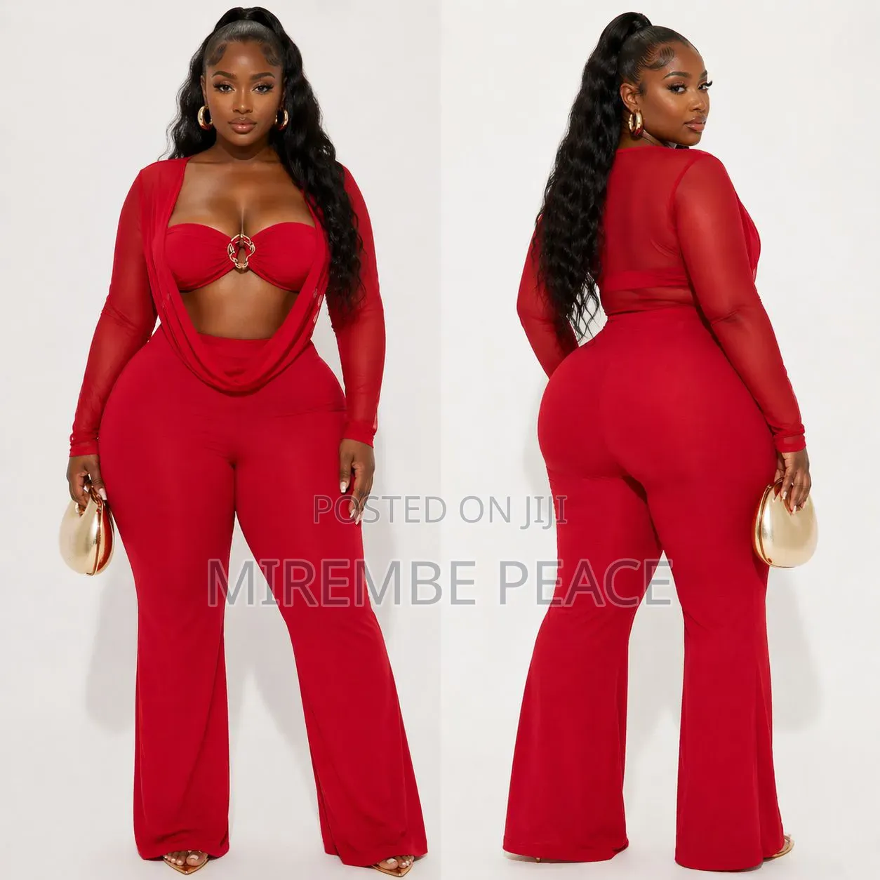 3 Piece Mesh and Jersey Jumpsuit