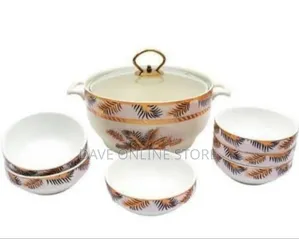 Elegant Gold Palm Leaf Ceramic Serving Set